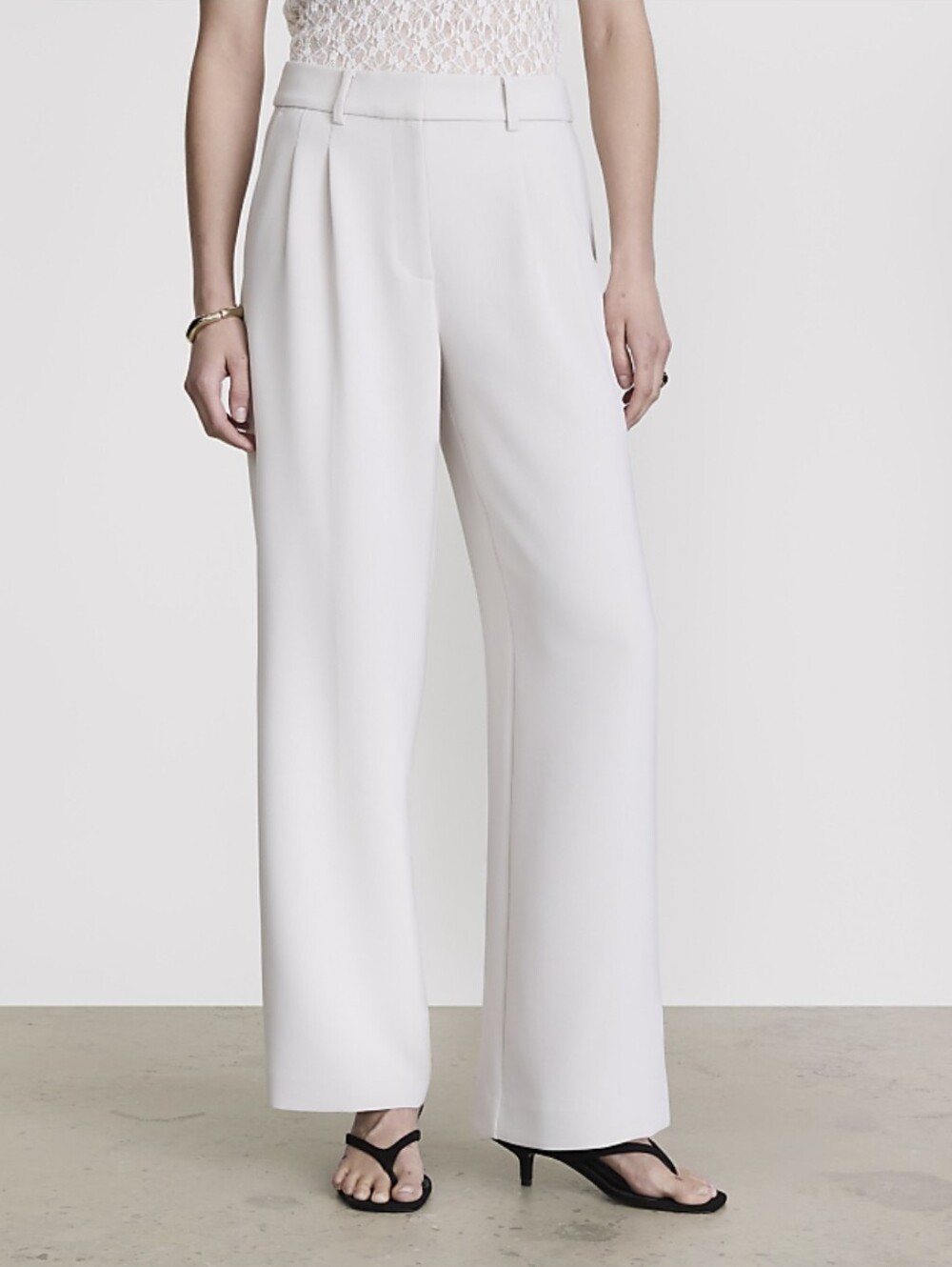 LOFT | Versa Crepe Drape Pleated Relaxed Straight Trousers 14P